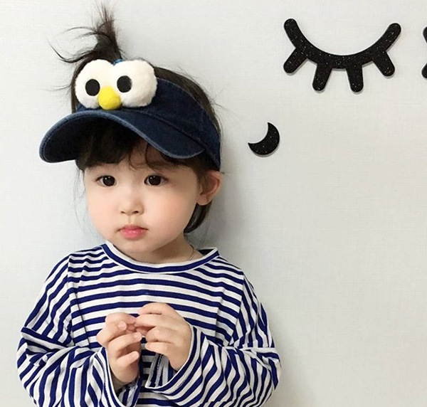 Children's big eyes empty top hat Sesame Street cartoon baseball cap baby sun visor parent-child sun hat summer