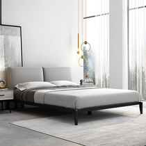 Bed modern simple light luxury leather bed real leather bed master bedroom Queen bed wedding bed Italian style minimalist Nordic bedroom double bed