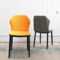 Nordic minimalist dining chair modern simple light luxury home soft bag restaurant dressing chair carbon steel iron chair