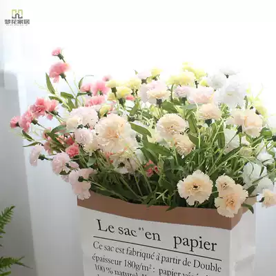 Interior decoration flowers 6 carnations simulation flower living room decoration flower arrangement table bedroom flower holiday