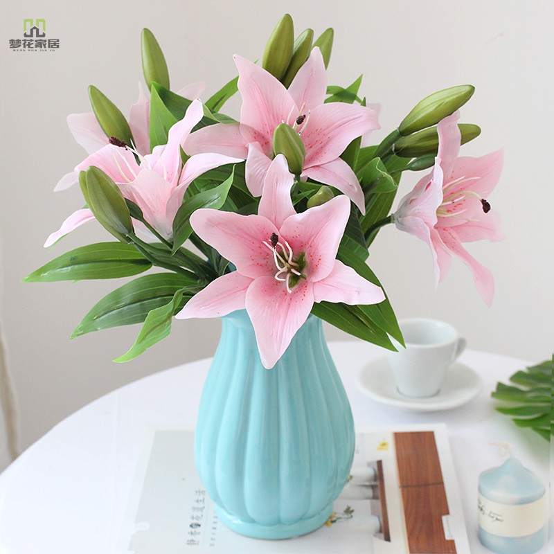 Minimalist modern ceramic vase hand-feel lily flower arrangement furnishing TV cabinet decoration table floral display with small freshening