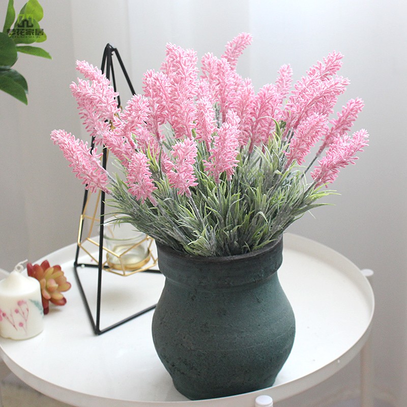 Flocking Lavender Artificial Flower Fake Flower Potted Romantic Indoor Home Decoration Flower Arrangement Wedding Plant Wall
