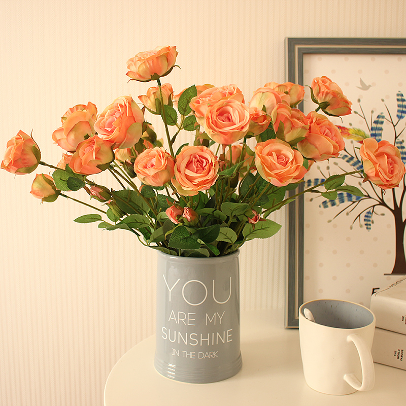 Vase ceramic small freshener modern minimalist pseudo-talk simulation flower living-room furnishing decoration room with inserted rose flower