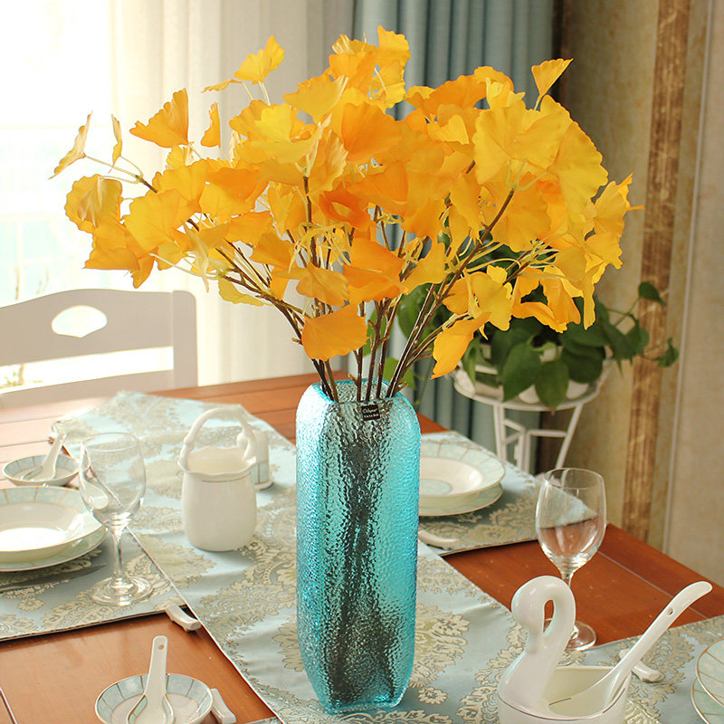Home accessories Ginkgo Leaf Fake Flowers Living Room Flowers Now Simple Table Flowers Glass Transparent Vase Set