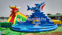 Inflatable dragon shark slide dragon shark play combination water park mobile pool combination slide bracket pool slide