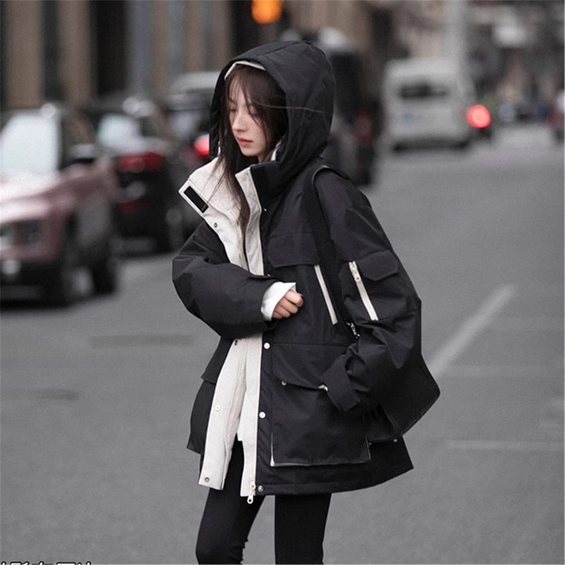 Down Cotton Jacket for Women, Winter 2026 New Trendy Workwear Thickened Parka Cotton Coat