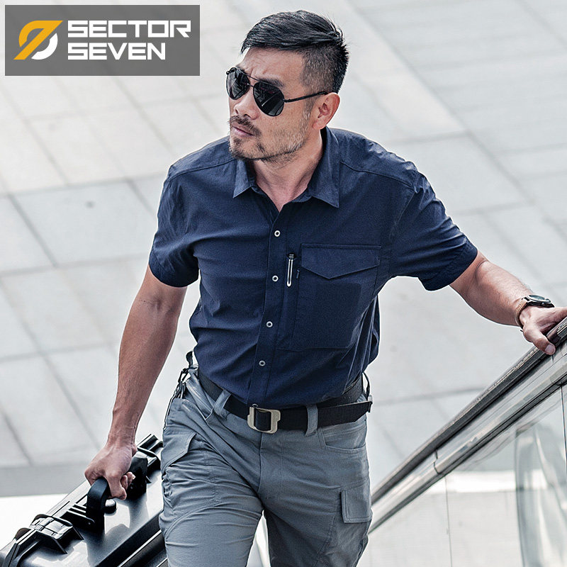 Zone 7 Agents Tactical Shirts Summer Military Fans Outdoor Speed Dry Shirts Men Business Multipocket Short Sleeve Shirts