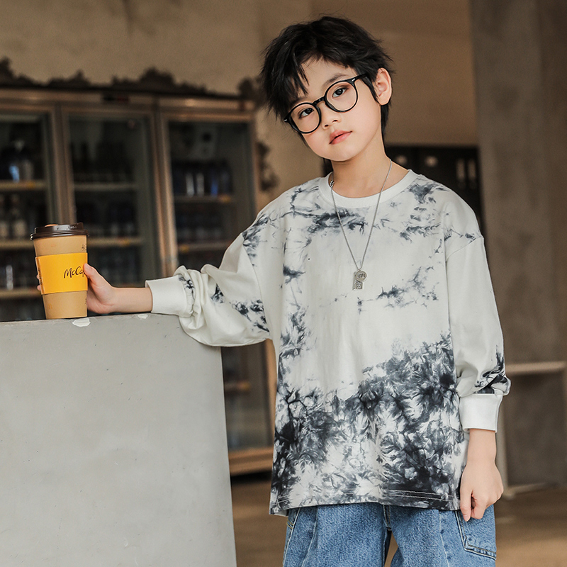 Boy long sleeve T-shirt 2021 Spring loaded with new children T-shirt boy foreign blouses CUHK Tong Autumn Bottoms Jersey Tide