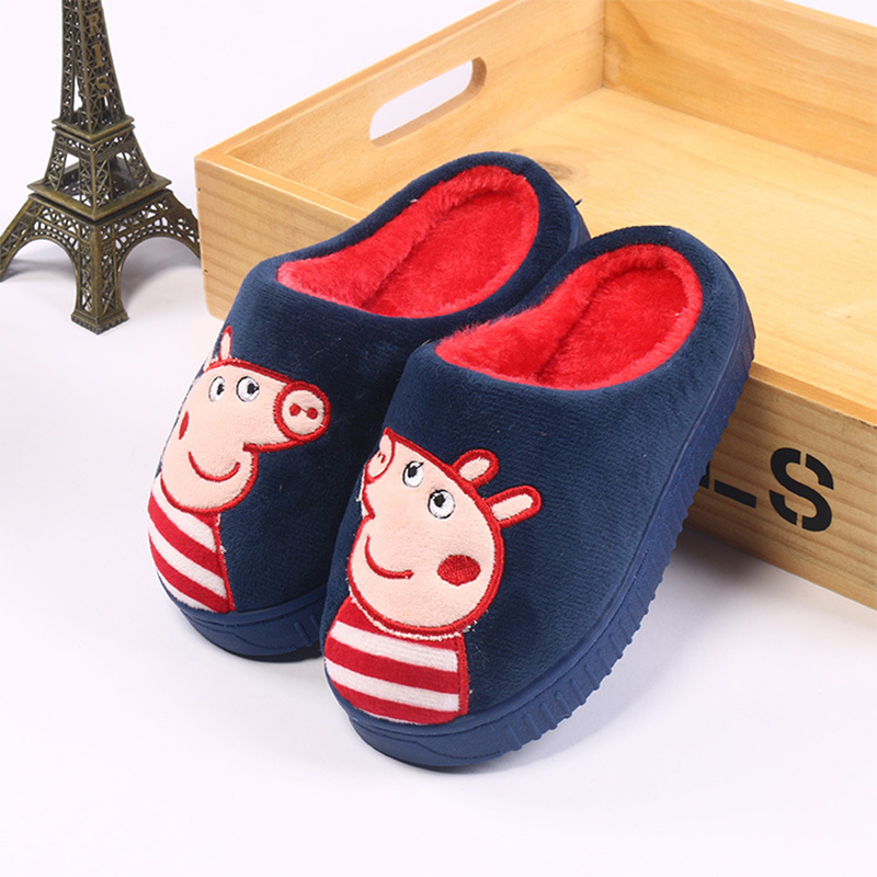  Children's cotton slippers boy autumn winter 1-3-year-old baby 2 women cute young children indoor cartoon warm-proof