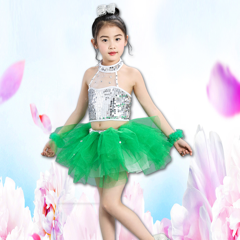 Trẻ em Khiêu vũ trang phục biểu diễn Mẫu giáo Vũ Costume Boys Và Girls sequins jazz Ponpong váy biểu diễn trang phục