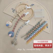 (Send box) ins Nordic baby silicone pacifier chain clip baby comfort bite teether anti-drop chain clip
