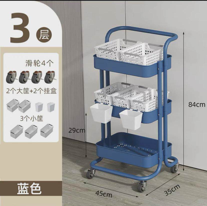 北欧可移动小推车厨房置物架宿舍书架落地多层卧室学生零食收纳架详情20
