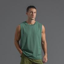 Pure cotton sleeveless t-shirt mens large size sports vest mens trendy mens fitness loose bottoming shirt waistcoat