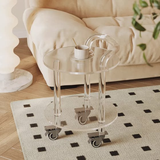 Yayli round stalemate coffee table mini can move the sofa, how many 40 double -layer small tables are transparent small round