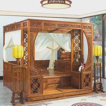 Chinese style antique Qiangong step bed classical bed retro style step bed solid wood moon hole bed canopy bed new Chinese style
