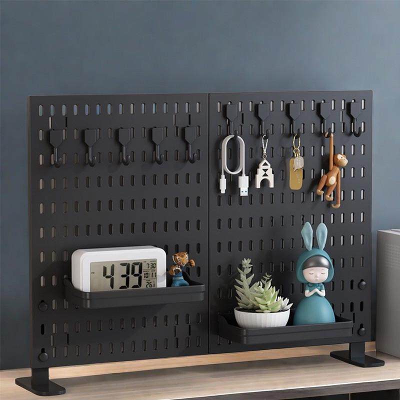 Hole board desktop vertical storage rack for drilling without holes. Office station storage rack space separation desktop hole board