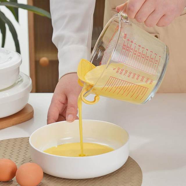 Egg beating bowl rice-drawing artifact glass egg liquid filter bowl baking filter measuring cup multifunction rice-drawing filter