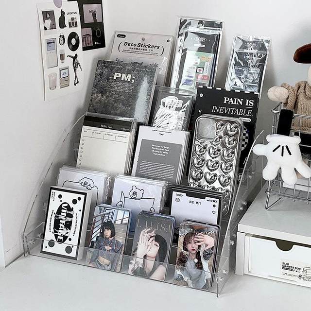 Millet storage bar display stand postcards and small cards badges collection acrylic brick flowing hemp finishing box