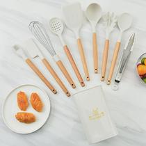 Hot selling silicone wooden handle kitchen utensils 10-piece set 11-piece set non-stick household kitchen utensils
