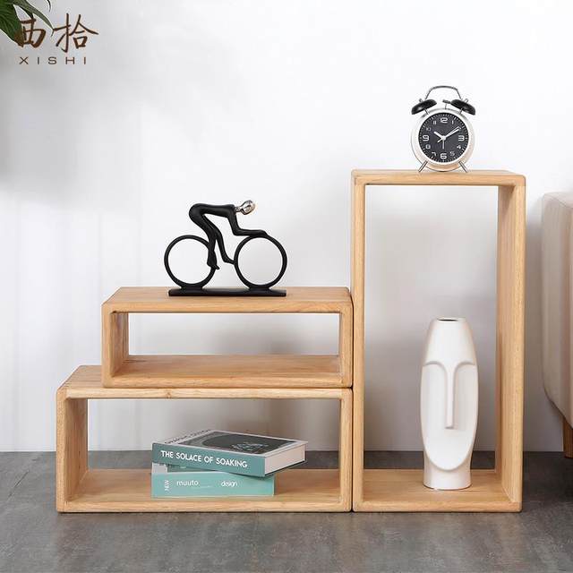 Xishi lattice storage rack solid wood storage cabinet storage rack Living room free combination book shelf floor display rack