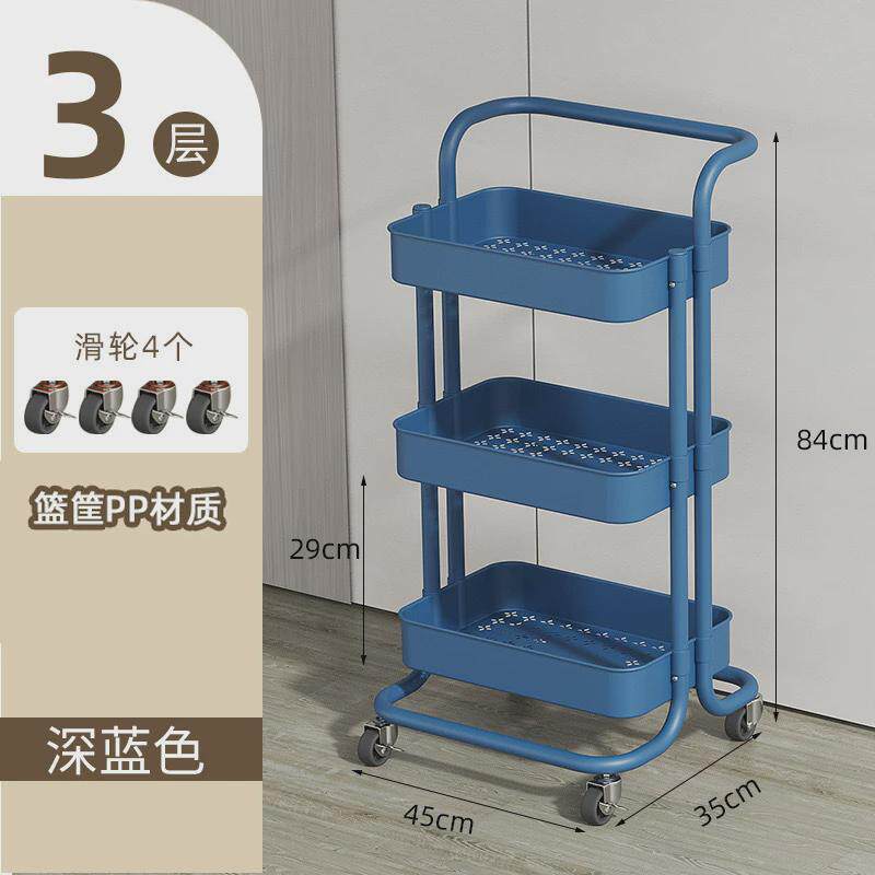北欧可移动小推车厨房置物架宿舍书架落地多层卧室学生零食收纳架详情6