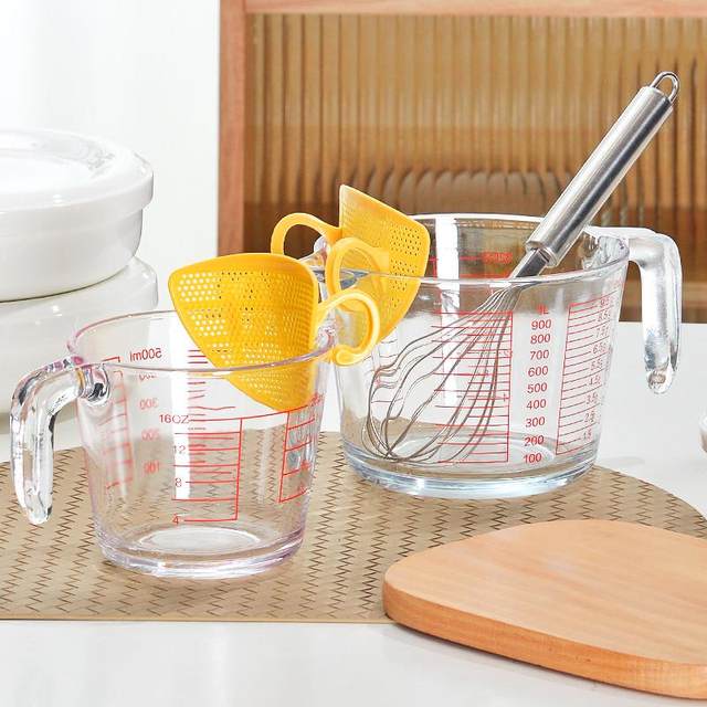 Egg beating bowl rice-drawing artifact glass egg liquid filter bowl baking filter measuring cup multifunction rice-drawing filter