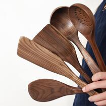 Retro wooden cooking spoon spatula black walnut kitchen utensil set vegetable spatula rice spoon household solid wood spatula hot seller