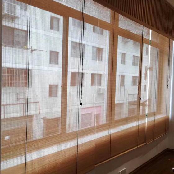 新中式茶室遮阳竹帘卷帘客厅隔断遮阳升降门帘民宿装饰竹帘子古风