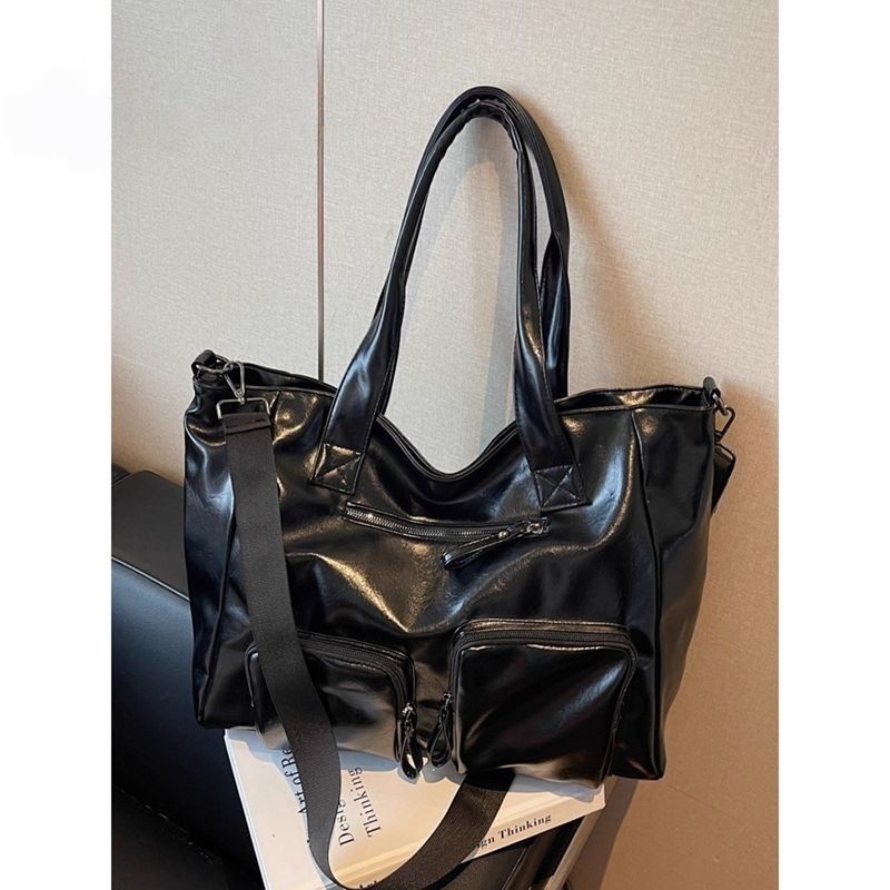 Tote Bag, Large Capacity, Versatile, Casual, Fashionable, Commuter, Leather, Simple, New Style, Women's Shoulder Bag, Multi-Pocket Handbag
