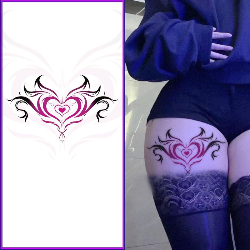Popular Succubus Thigh and Abdomen Colorful Back-Of-The-Waist Tattoo Stickers, Waterproof, Feminine, Seductive, Fun, Washable Stickers