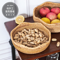 Handmade rattan fruit basket tray creative decoration restaurant storage basket hotel candy basket home snack rattan basket
