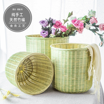 Bamboo basket hand-woven kitchen bamboo basket household bamboo products egg basket straight barrel collection bee cage bamboo woven storage basket