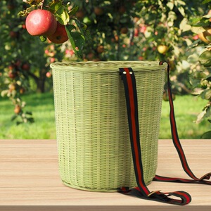 Children's Bamboo Baskets with Straps, Handmade Baskets for Picking Tea Leaves, Small Baskets for Carrying Fruits When G