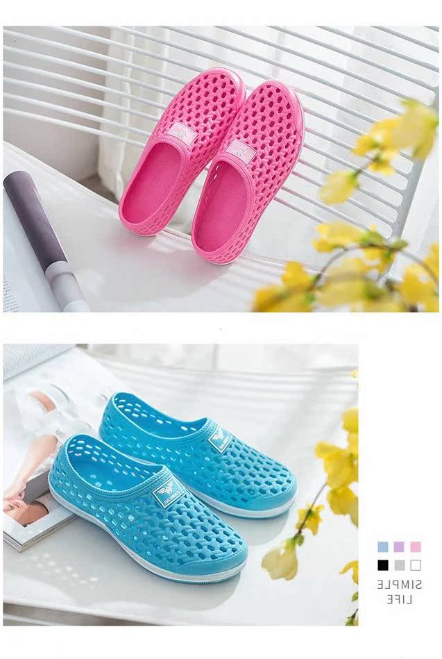 Đôi dép lỗ giày mùa hè thủy triều người dép dép màu xanh thoáng khí bãi biển Đàn ông và phụ nữ Hàn Quốc dép Baotou - Giày thể thao / sandles xăng đan nam