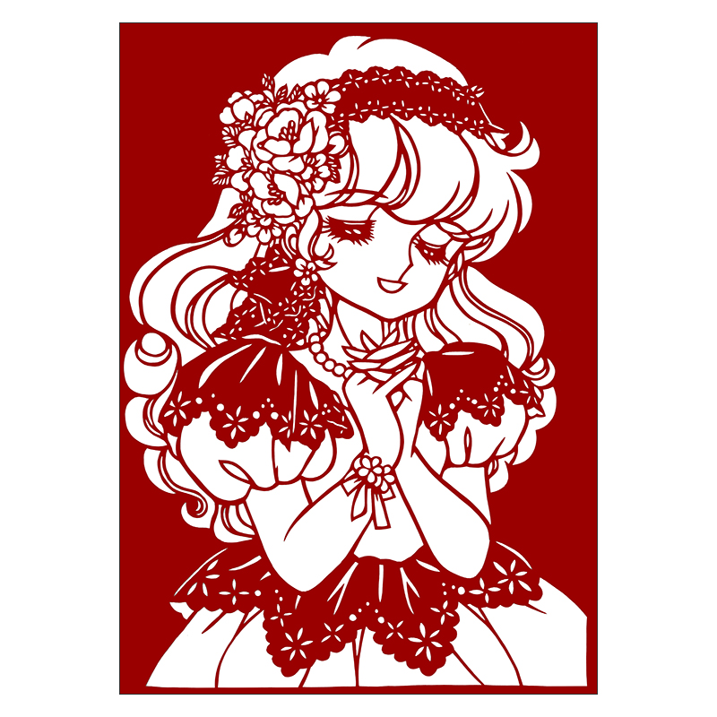 Cartoon animation character paper cut pattern black and white printed printed printed printed printed printed printed printed printed copy of high-definition hand-made cartoon material