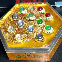 Ancient play collection Great Qing Qianlong years lacquerware box mounted starlight gem ring a box of ten nostalgia