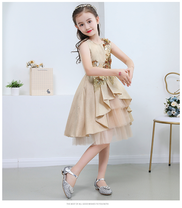 Công chúa váy nữ trình diễn catwalk sinh nhật trẻ em ăn mặc fluffy váy piano trang phục mùa thu váy trẻ em đẹp
