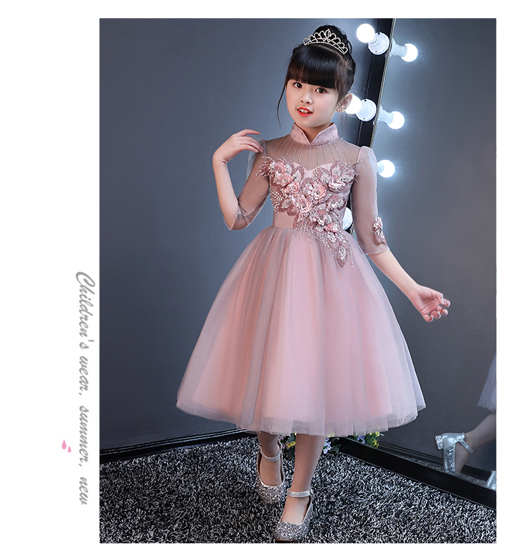 Trang phục trẻ em tay áo nữ trang phục dạ hội bé gái 2018 thời trang mới công chúa váy piano catwalk đoạn ngắn shop quần áo trẻ em đẹp