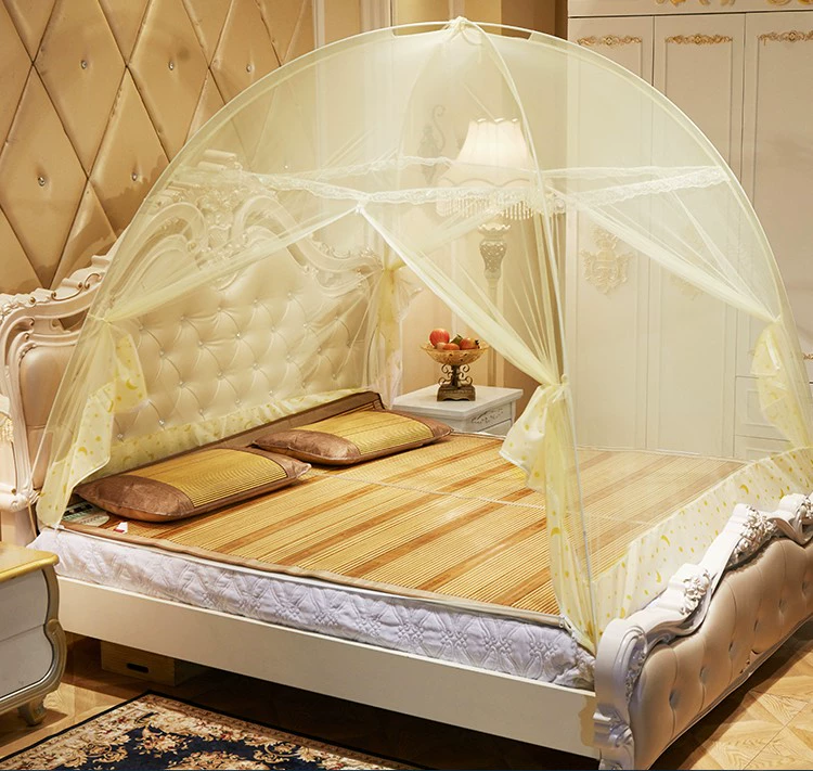 Miễn phí lắp đặt đầu vuông yurt muỗi lưới đôi cửa mã hóa dày công chúa 1,8m1,5m1,2m giường đôi nhà - Lưới chống muỗi mùng ngủ 4m