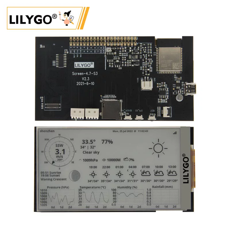 LILYGO T5 4.7 дюймов электронная бумага V2.3 ESP32-S3 экран на чернильном экране можно программировать низкое энергопотребление