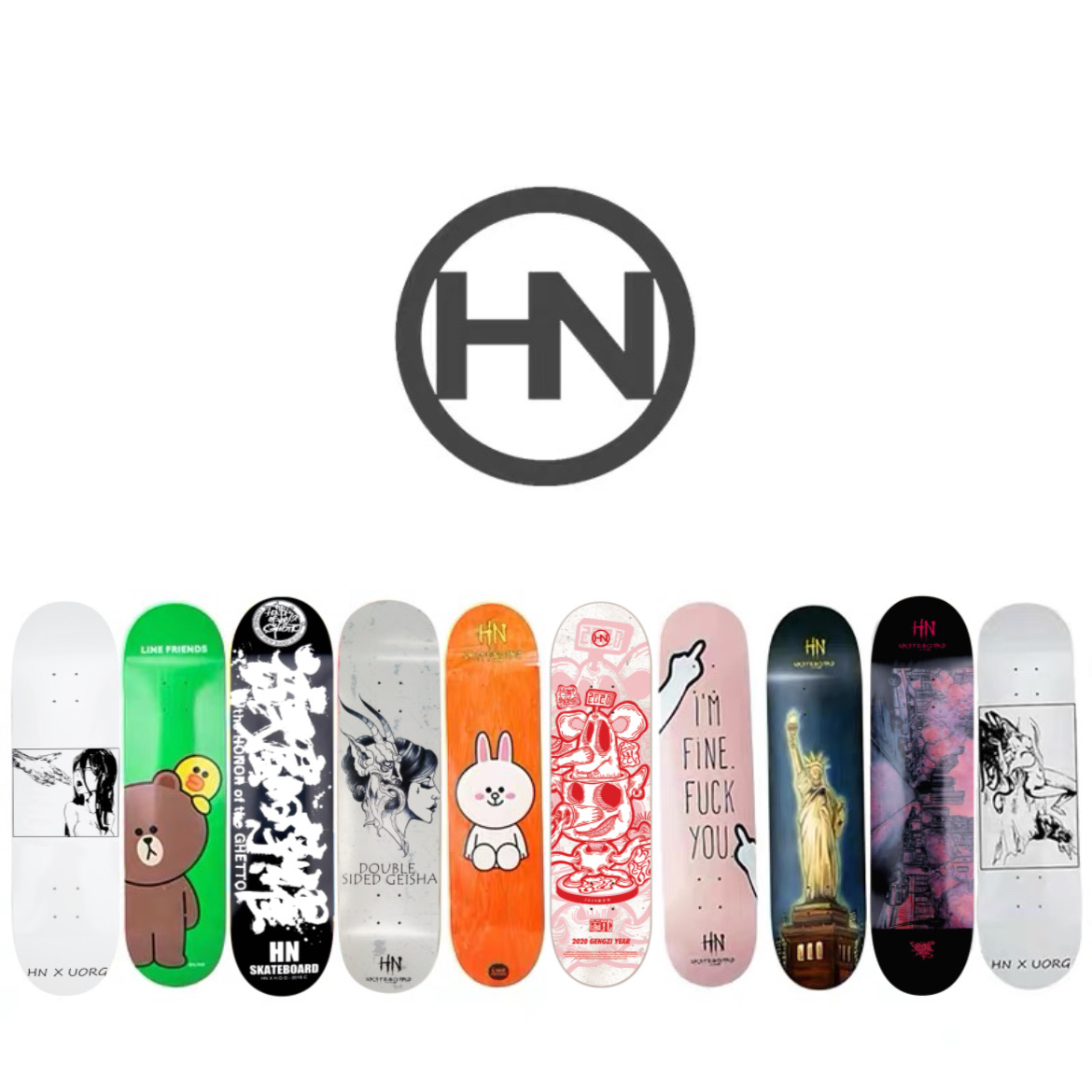 HN Selfie Fights Brown Bear New Products Cartoon Joint Multicolor Teen Professional Double Teething Skateboard Whole Board