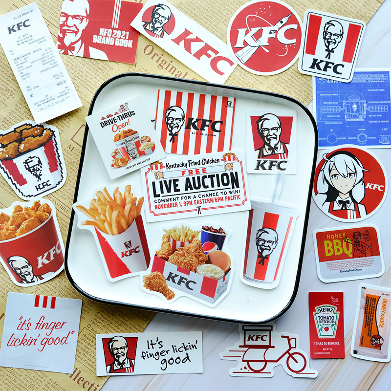 Kenderky KFC Burger Fries Fried Chicken Stickers Personality Fun Phone Protection Shell Computer Tablet iPad Fridge Decorations