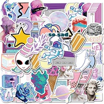 50 abstract Pie steam wave sticker suitcases notebook handbill collage material picture helmet water glass decoration painting