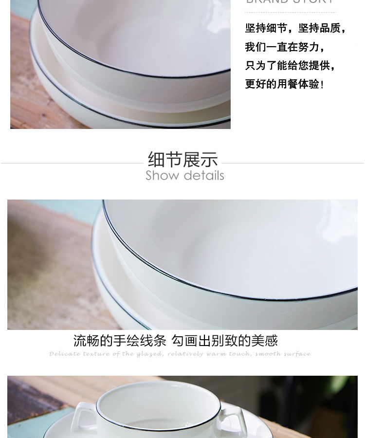 Bát cơm đơn giản underglaze màu đen dòng gốm sứ bát ăn bát 6 inch lớn 8 inch bát phở bát Bộ đồ ăn Trung Quốc bộ bát đĩa đẹp