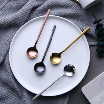 Coffee spoon 304 stainless steel personalized round mixing spoon baby small spoon European luxury long handle dessert spoon