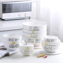 Japanese noodle bowl ceramic round bowl creative tableware students eat rice bowl home salad bowl dessert bowl big soup bowl
