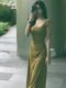 Xiao Fei Sleeve Waist Suspender Dress 2025 Summer New French Royal Sister Style High-end Green Long Dress