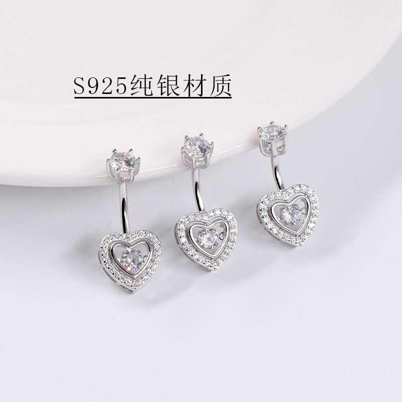 s925 sterling silver umbilical nail hypoallergenic navel nail female umbilical ring Sterling silver European and American sexy short rod navel ring navel buckle