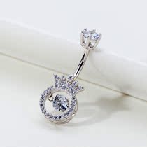 925 sterling silver Smart crown navel ring umbilical nail Hypoallergenic belly nail Umbilical ring Belly nail European and American sexy puncture jewelry