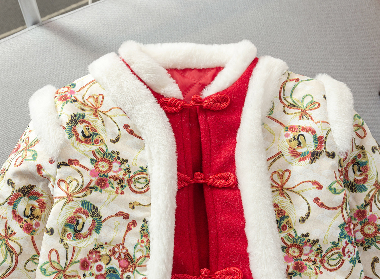 Детский флисовый наряд маленькой принцессы, осенний пуховик, увеличенная толщина, китайский стиль OTHER / Other 